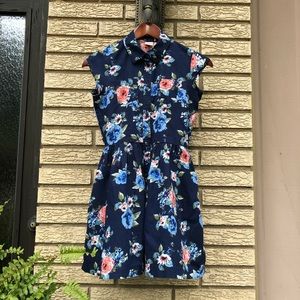 Navy floral cotton Girls dress size 12